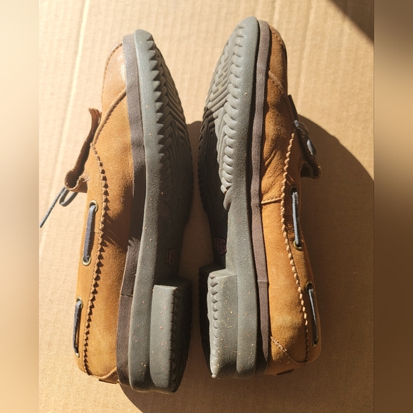 UGG Womens Haylie Brown Leather Shearling Fur Boat Shoes - Picture 3 of 9